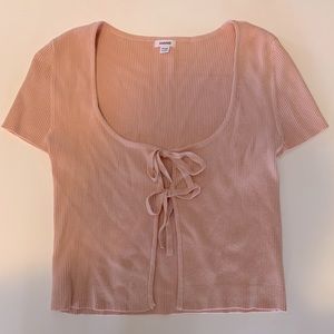 Tie-front short sleeve cardi